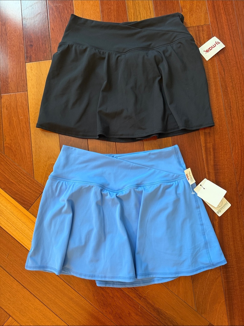 90 Degree By Reflex Black and Light Blue Active Skirt Duo